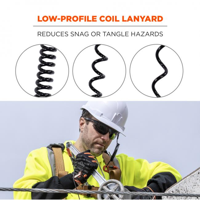 Ergodyne Coiled Tool Lanyard Carabiner and Loop